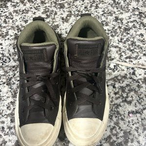 Boys brown leather converse, excellent condition size 2. Worn 2x